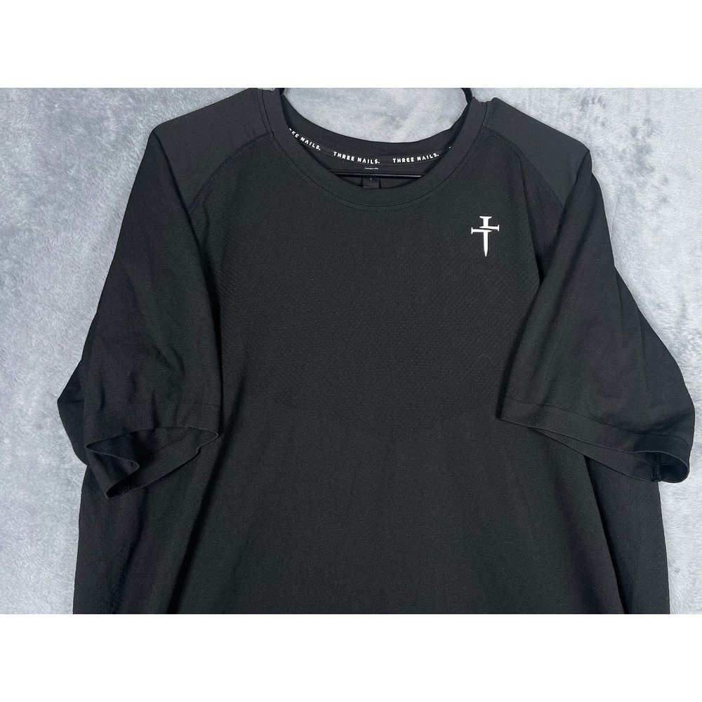 Three Nails Mens XXL Black Cross Logo Performance Training T-Shirt Short Sleeve